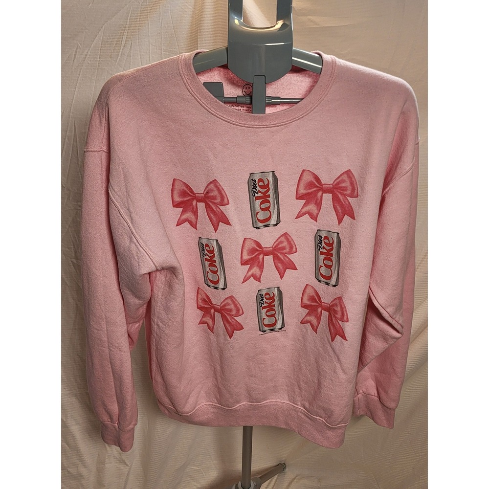 Pink Diet Coke Bows Coquette Oversized Graphic Crewneck Sweatshirt - Size M